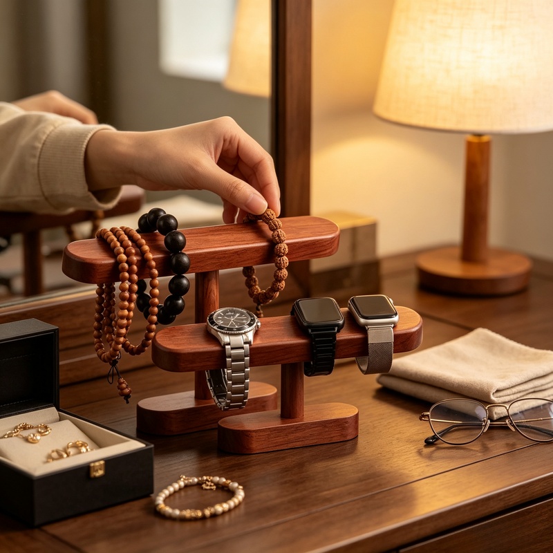 Jewelry And Watches Exhibition - Walnoot houten horloge- en sieradenstandaard, ketting-