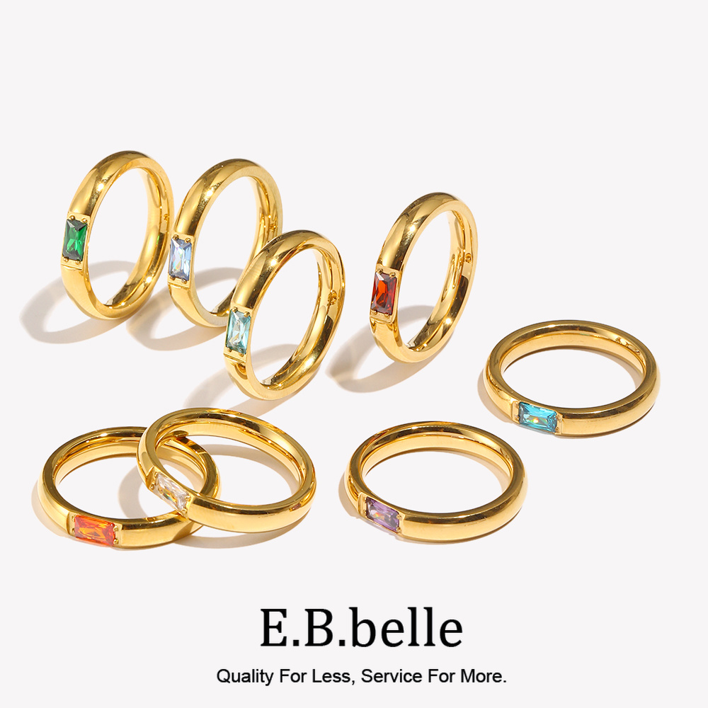 Birthstone Ring Set - E.B.belle 18K Vergulde Glanzende 12 Kleuren