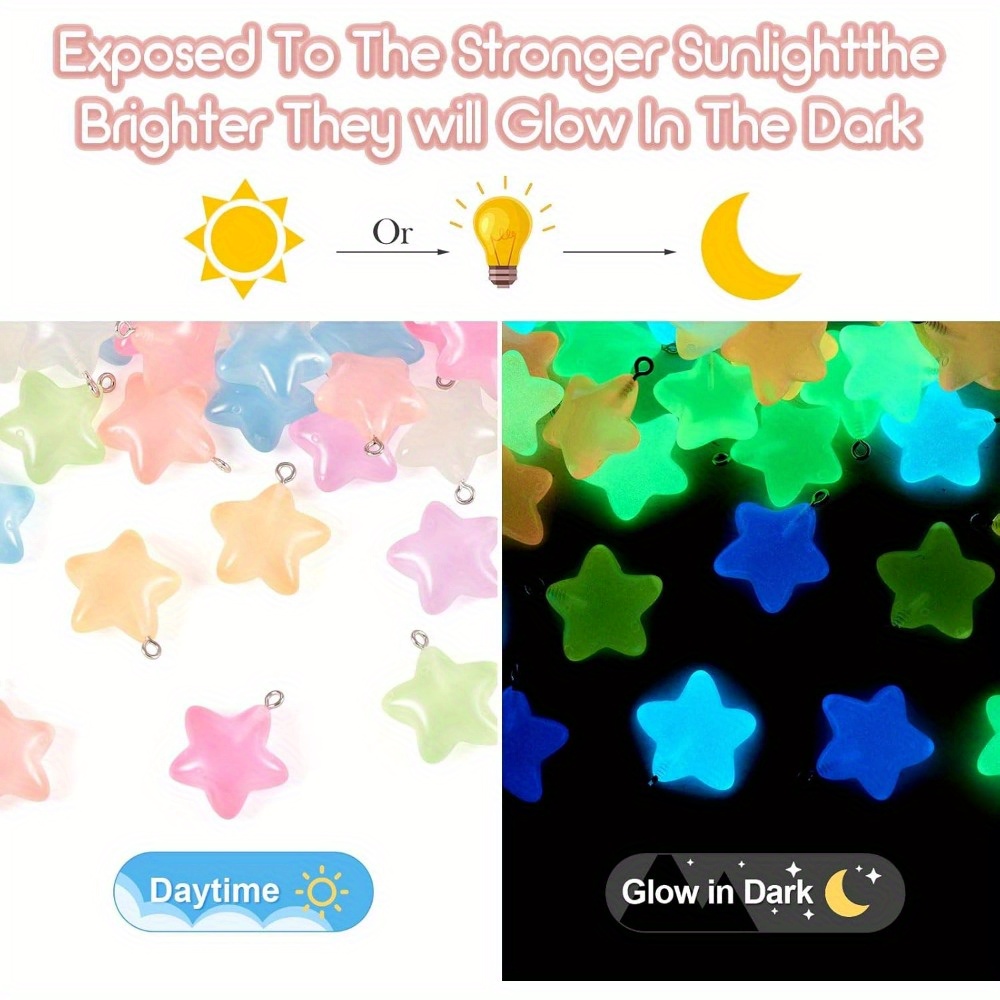Moon Star Earrings - 6/24/40 stuks gemengde kleur lichtgevende hars