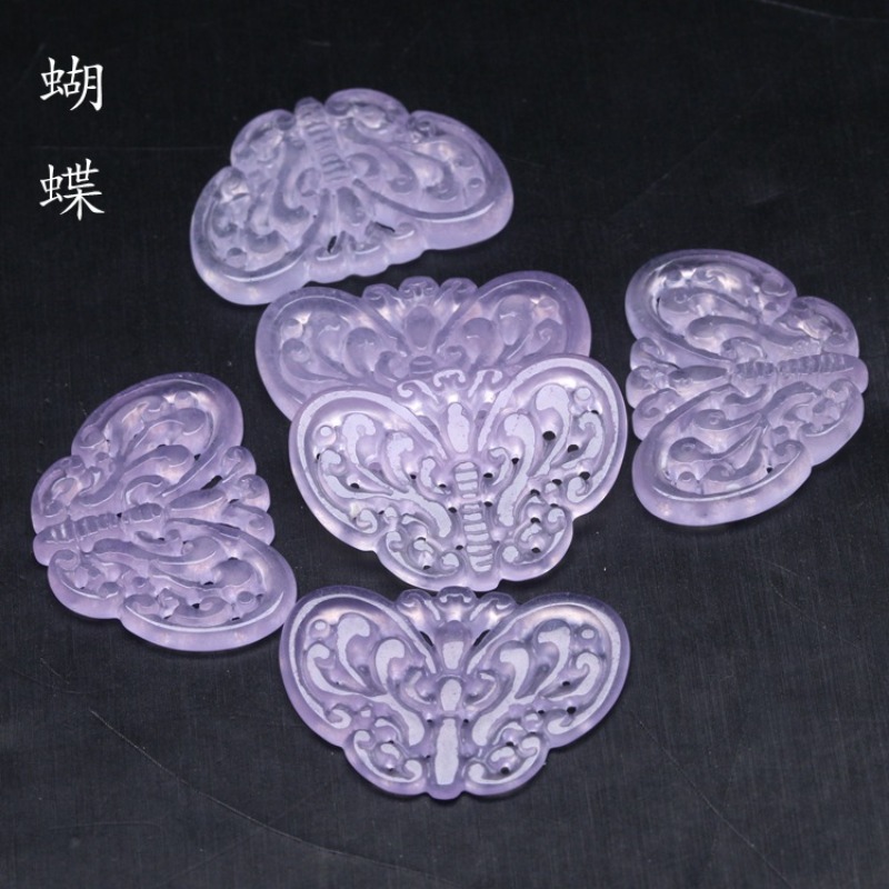 Jewelry & Watches Spółka Z Ograniczoną Odpowiedzialnością - 2pc Natuurlijke Paarse Jade Uitgeholde Kralen