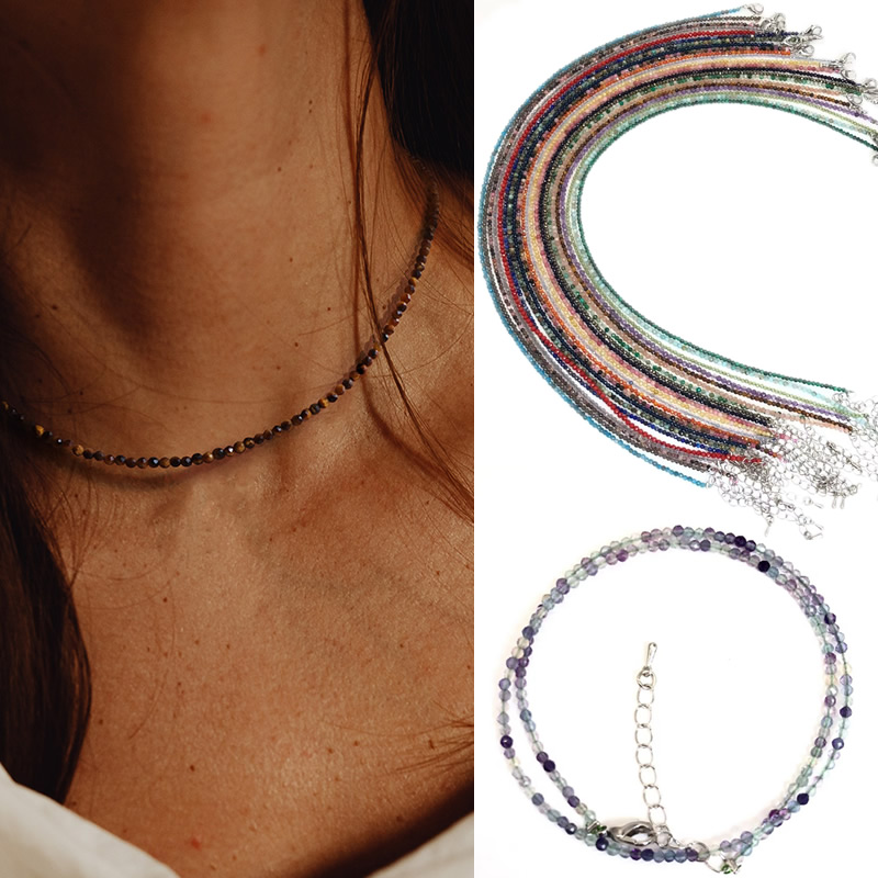 Gemstone Bracelet Healing - 2-3mm natuursteen kralen ketting handgemaakte mini