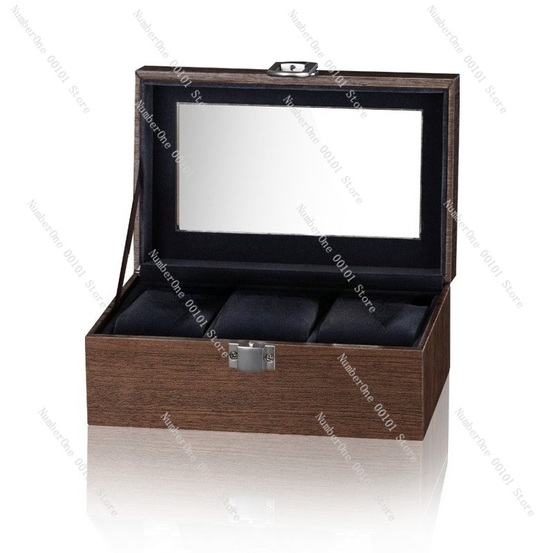 Jewelry And Watches Box - Walnoot houtnerf horlogedoosserie, meerdere horlogeposities, sieraden