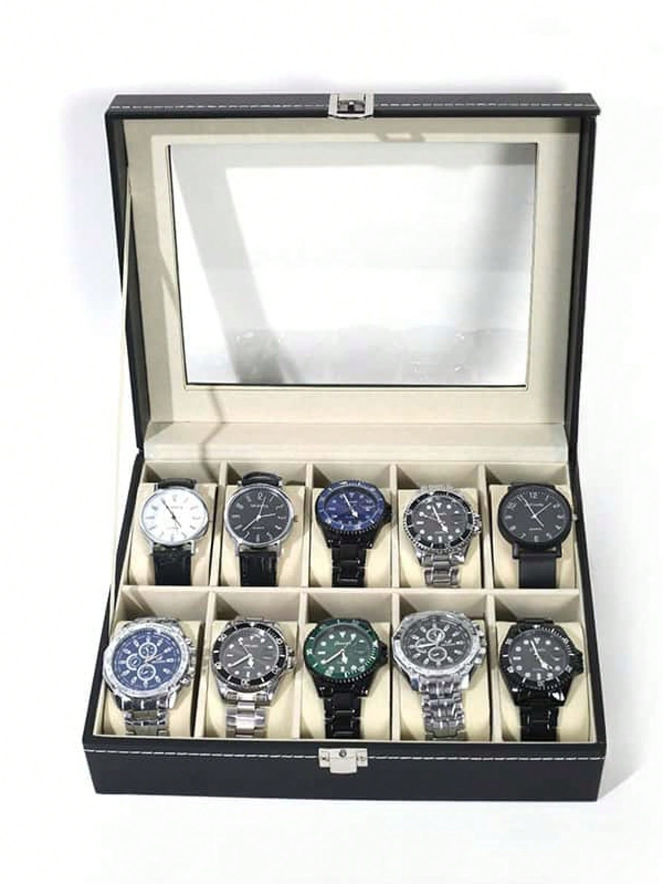 Jewelry And Watches Box - Leren horlogedoos met slot, grote capaciteit