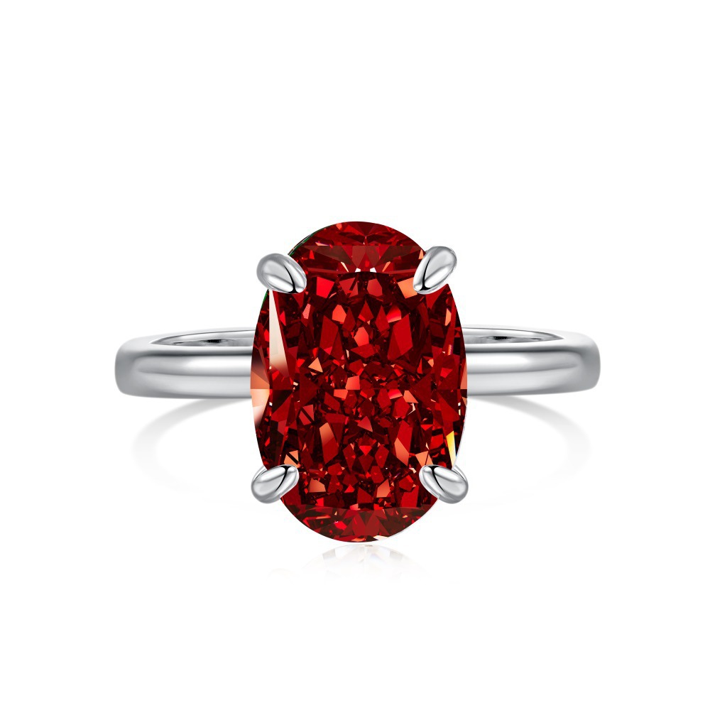 Birthstone Ring Set - Ovale rode natuurlijke granaat en robijn,