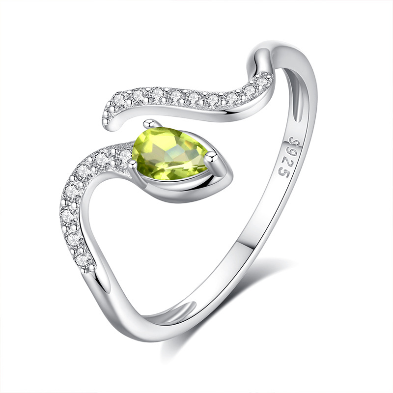 Birthstone Ring Set - 925 Sterling Zilveren Trouwring met Slangvorm,