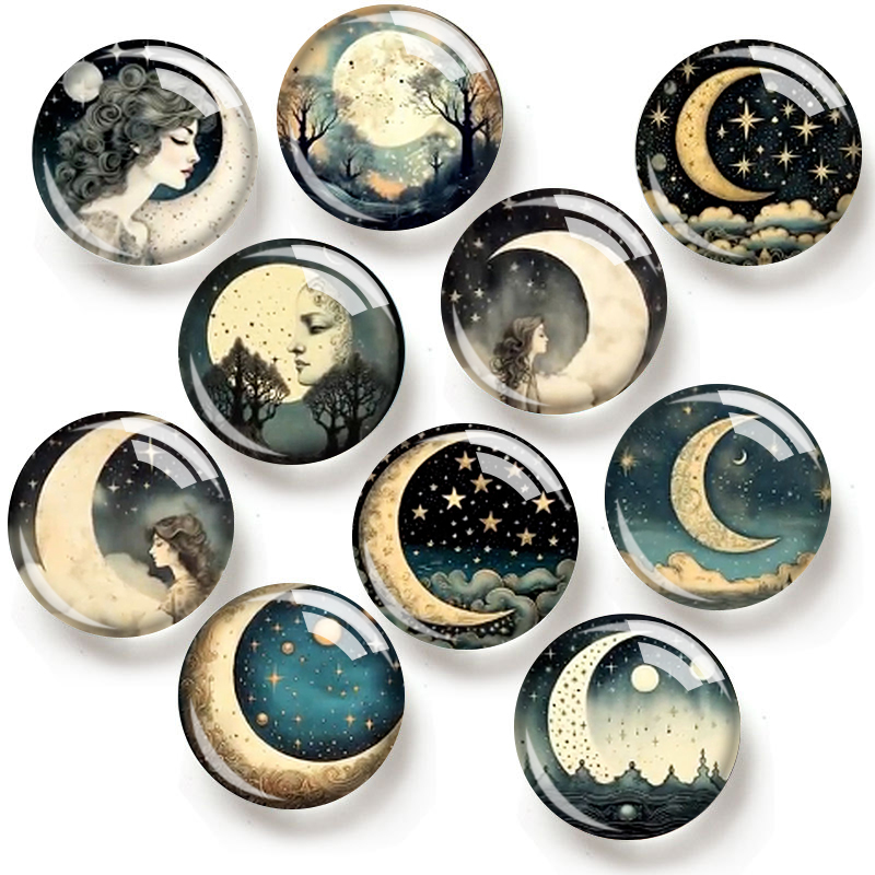 Moon Star Earrings - MAAN en STERREN 12/18/20/25mm glazen cabochon