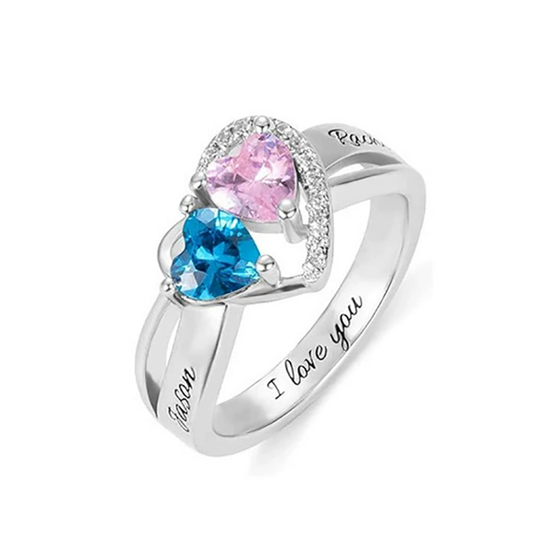 Op maat gemaakte gegraveerde n - Birthstone Ring Set recensie en prijs