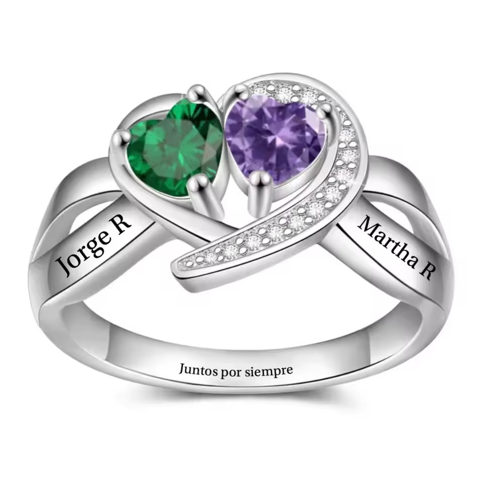 Op maat gemaakte gegraveerde n - Birthstone Ring Set recensie en prijs