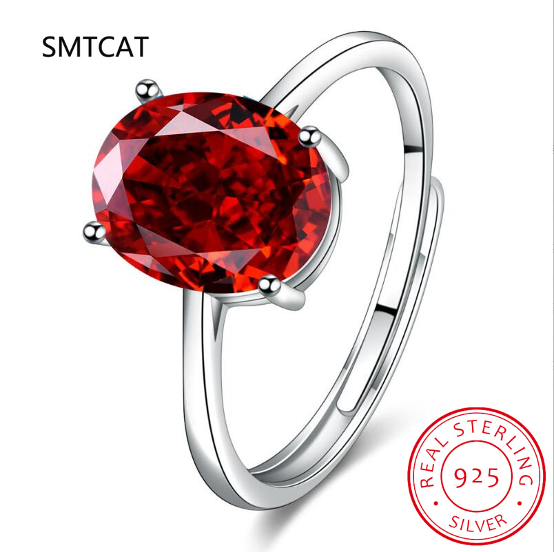 Ovale rode natuurlijke granaat - Birthstone Ring Set recensie en prijs